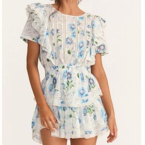 NWT LoveShackFancy Natasha Mini Dress Blueberry Cloud XL